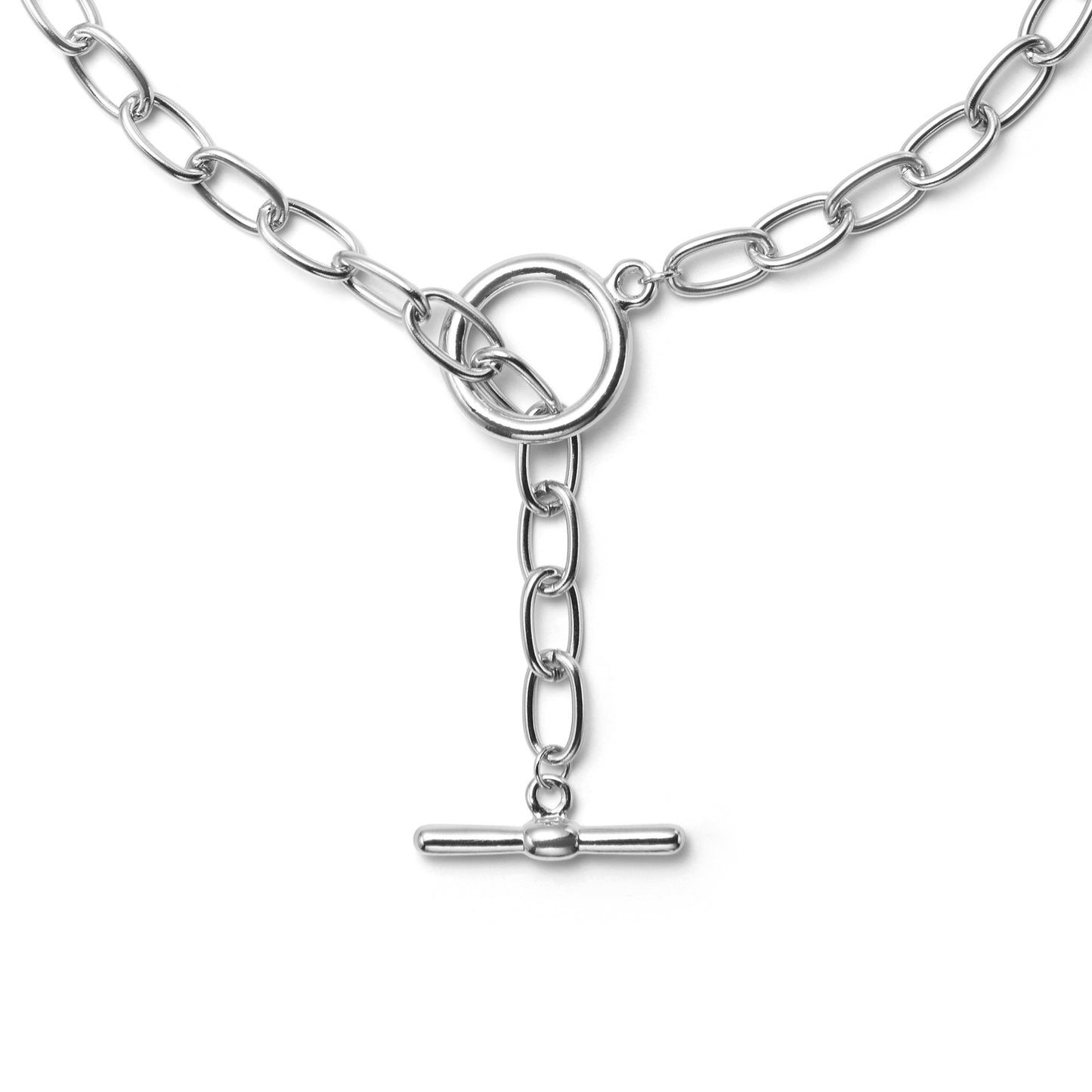 Bold Round Chain T-Bar Necklace