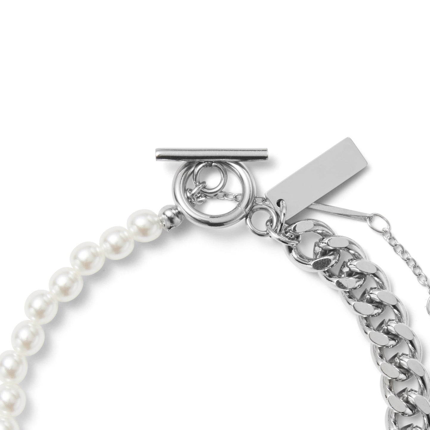 Pearl & Chain Layered Bracelet White