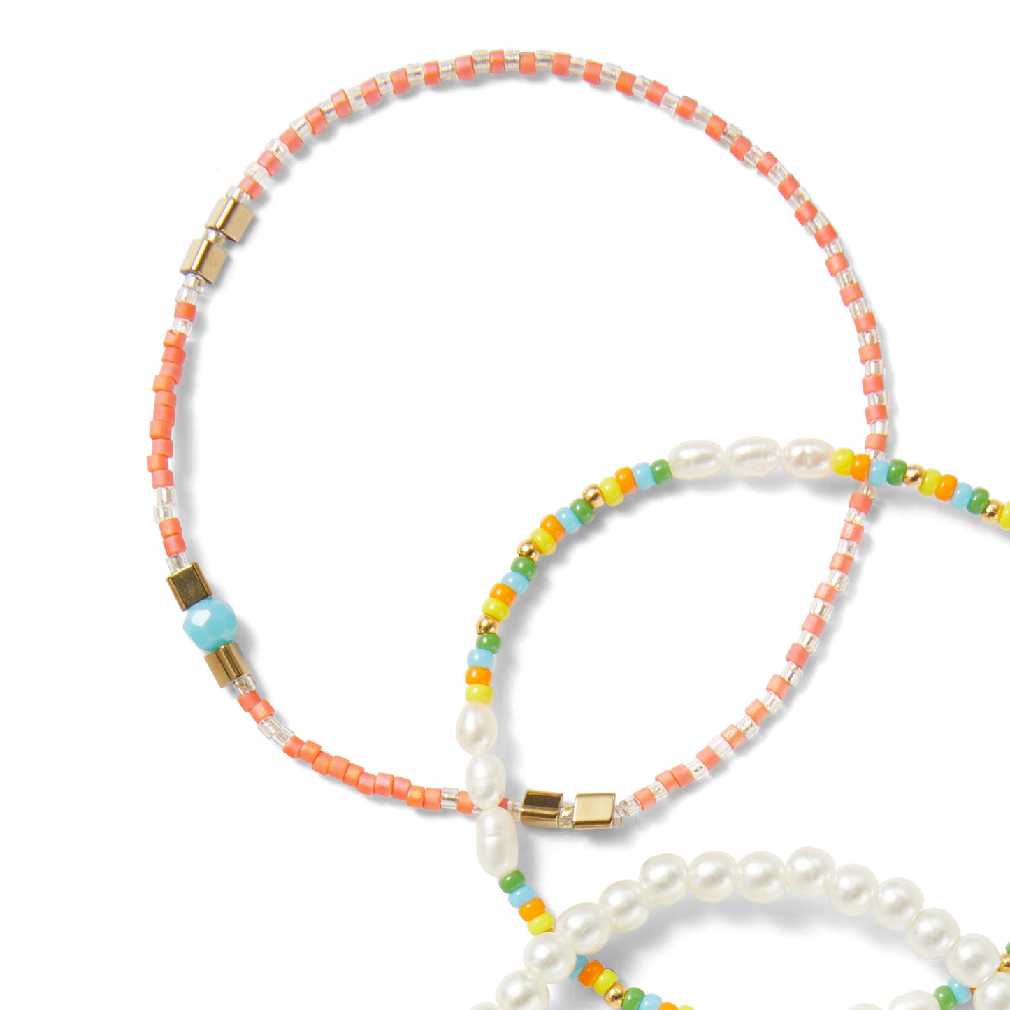 Multicolor Beaded Pearl Bracelet Set