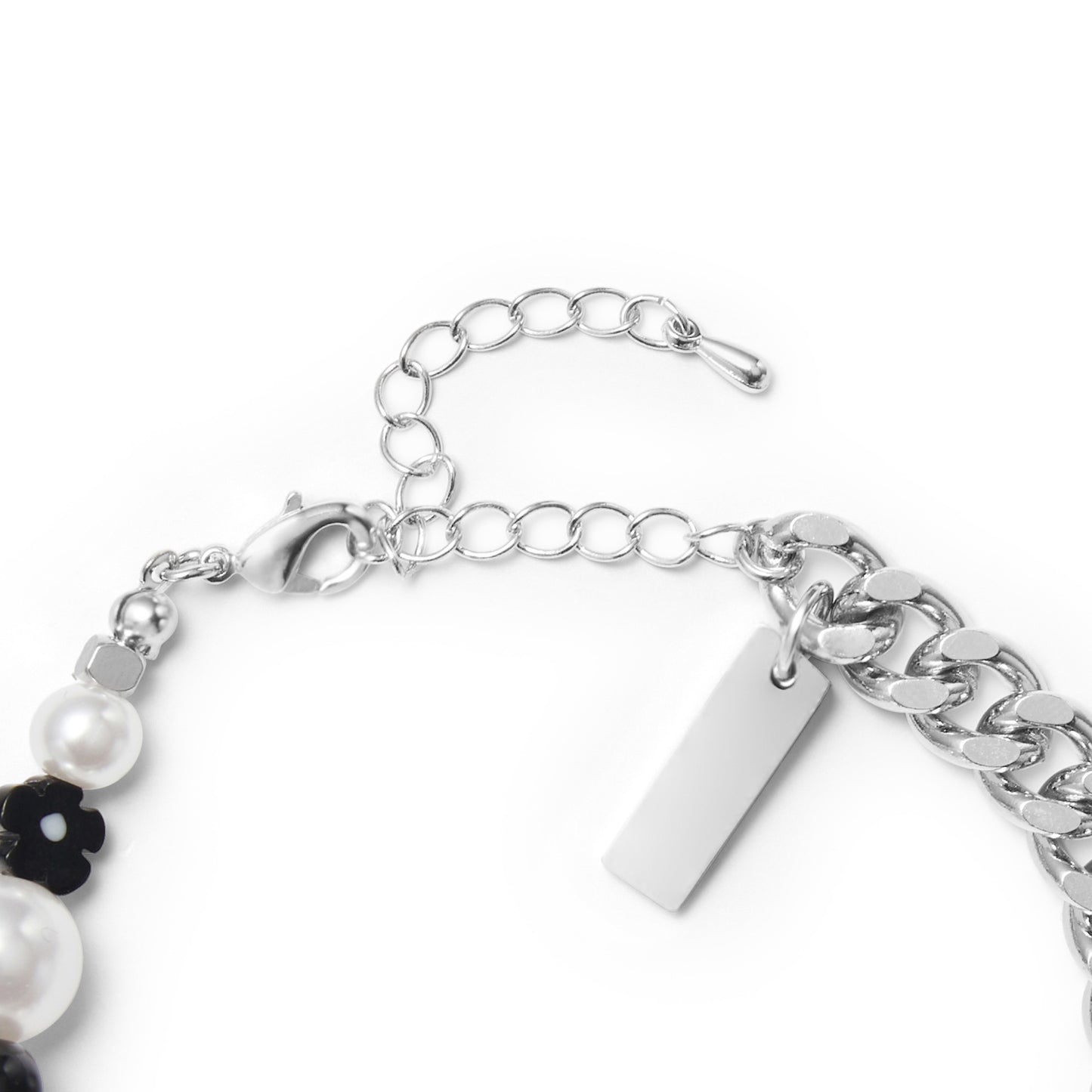 Pearl & Chain Bracelet Black