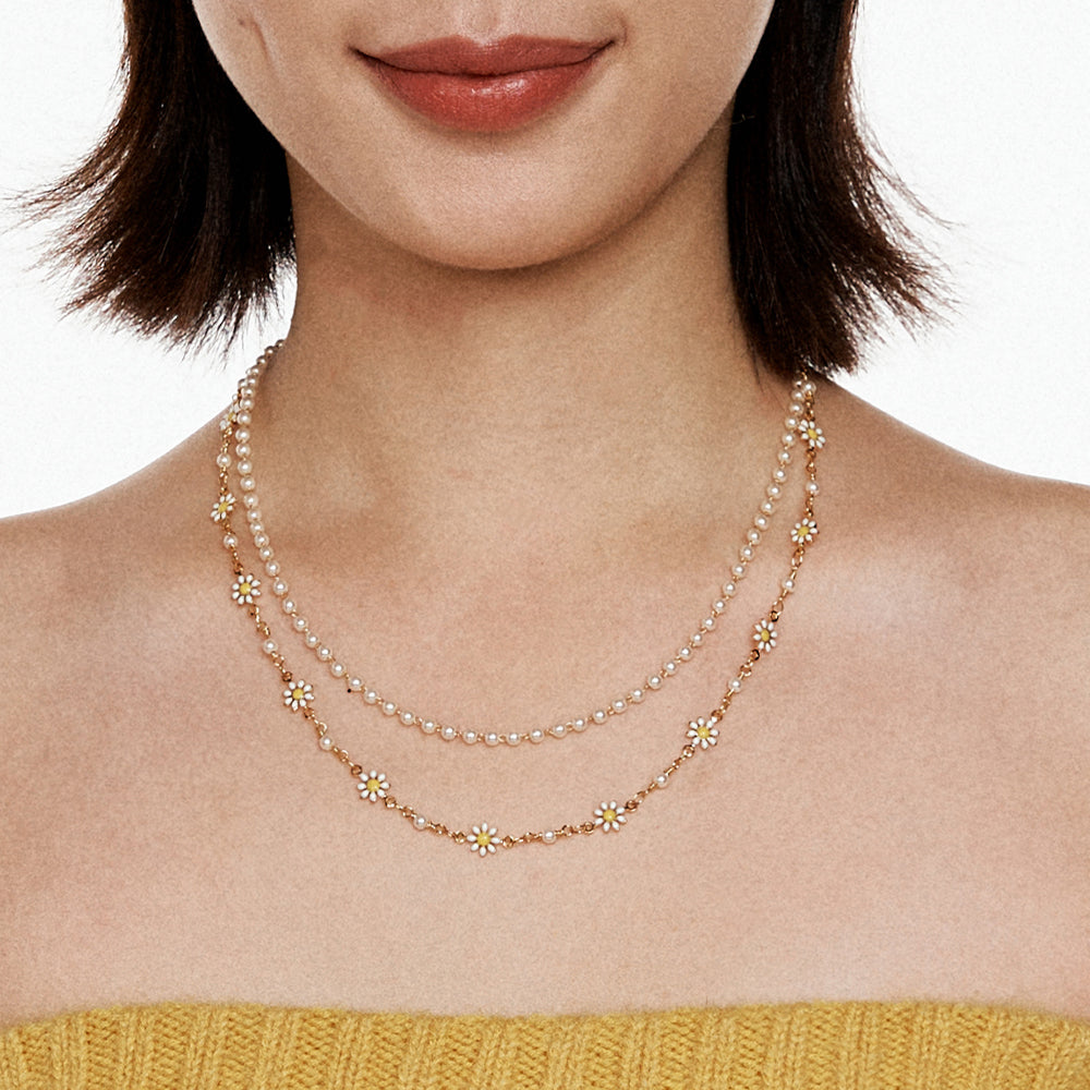 Daisy & Pearl Layered Necklace