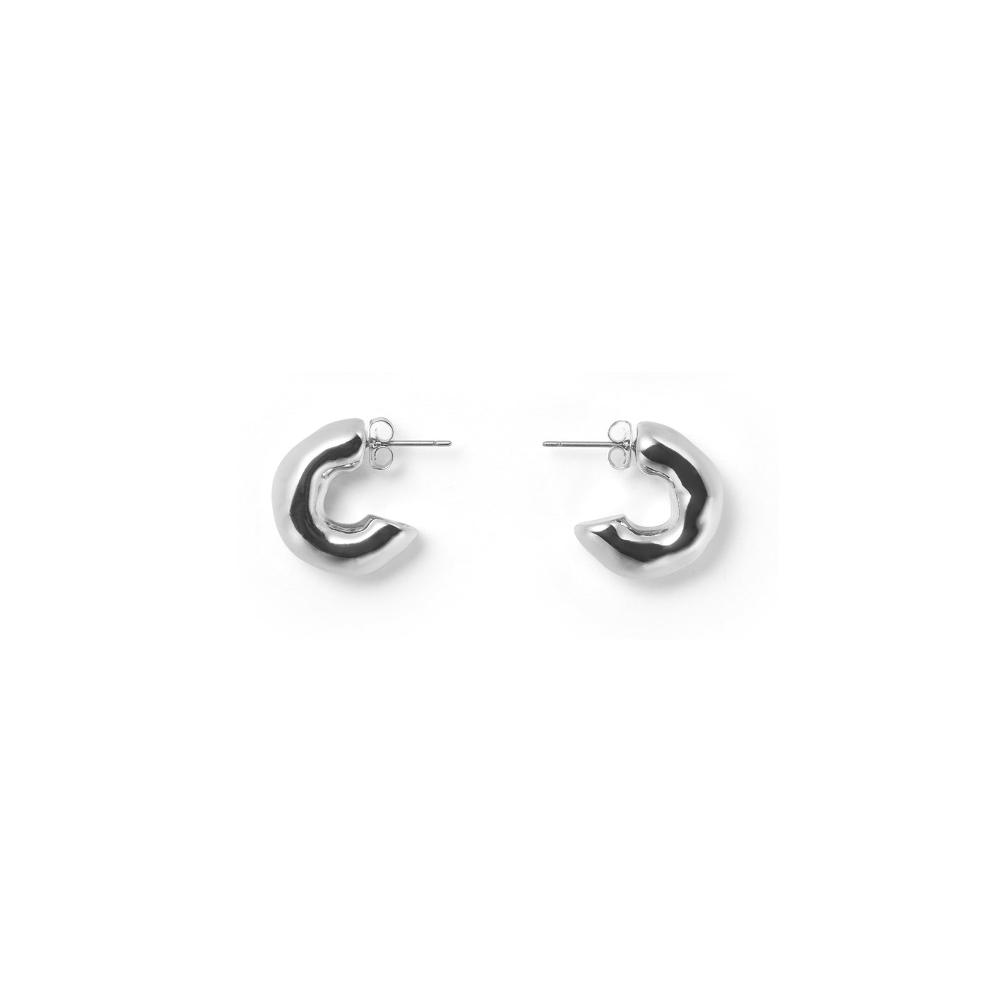 Bold Silver Semi Hoop Earrings