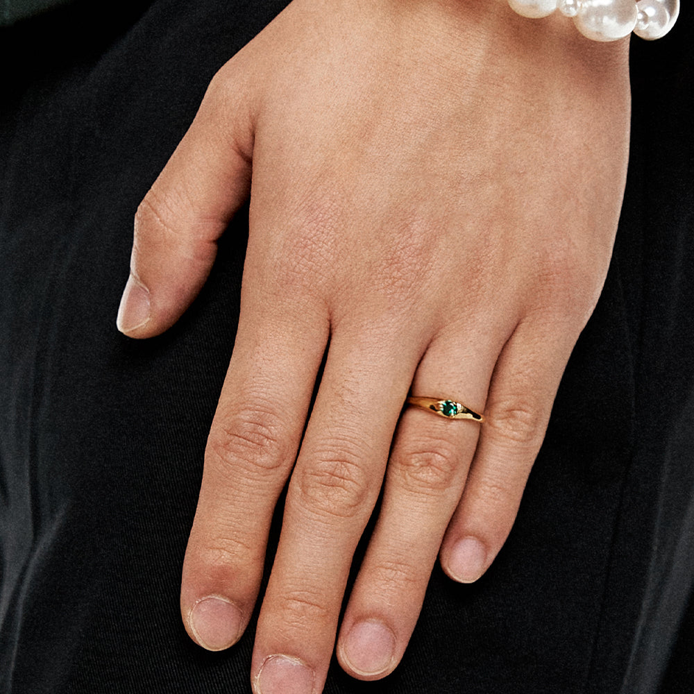 Mystic Gold & Green Signet Ring